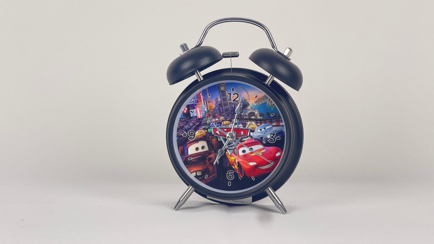 Kids’ Twin Bell Alarm Clock – Racing Cars Theme