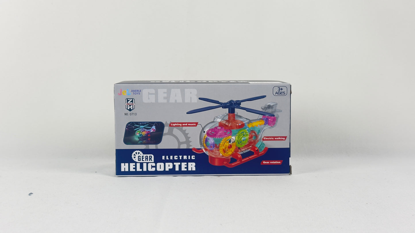 Gear Electric Helicopter – Transparent Rotating Toy with Lights & Music