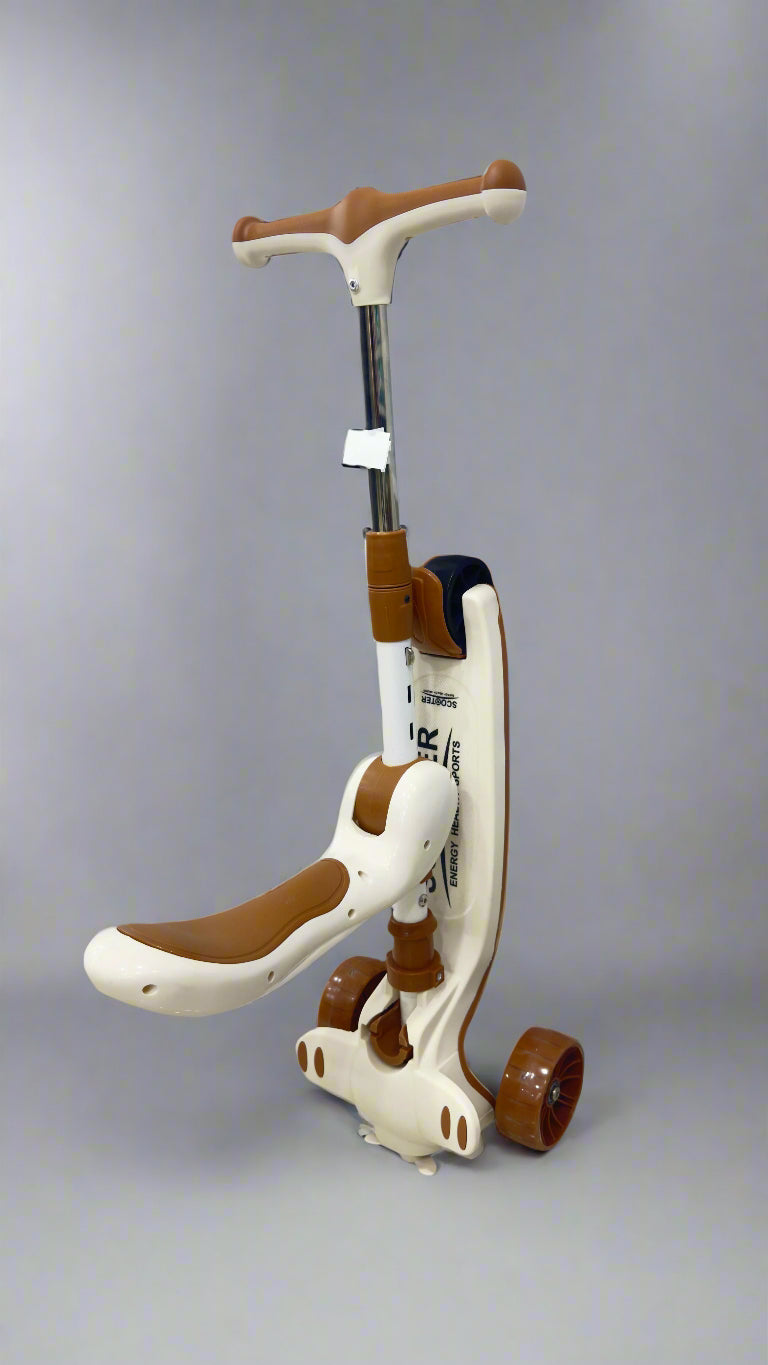 🚲 2-in-1 Kids' Scooter with Seat – Cream & Brown Edition