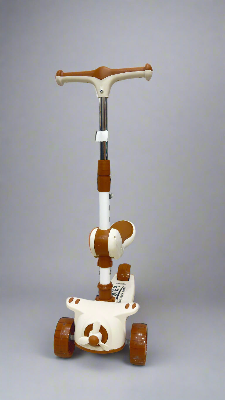🚲 2-in-1 Kids' Scooter with Seat – Cream & Brown Edition