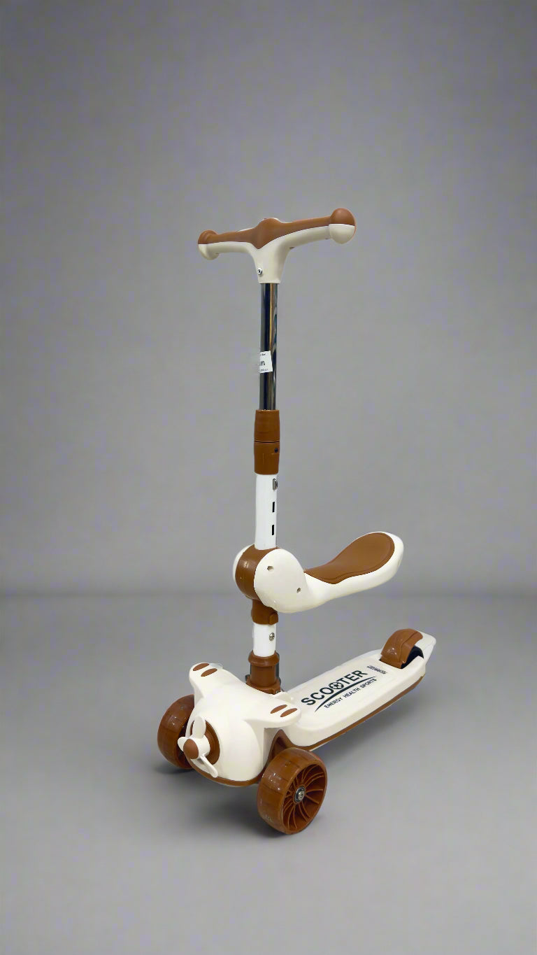 🚲 2-in-1 Kids' Scooter with Seat – Cream & Brown Edition