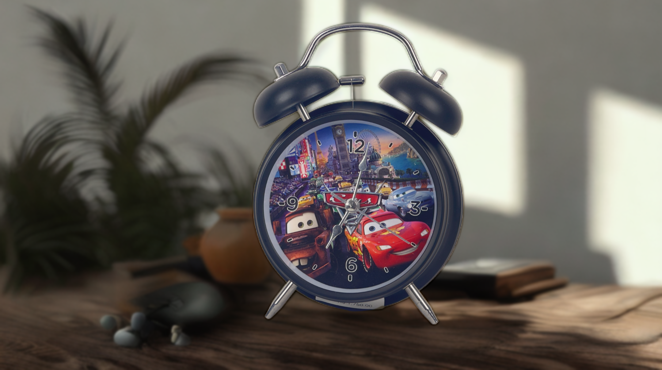 Kids’ Twin Bell Alarm Clock – Racing Cars Theme