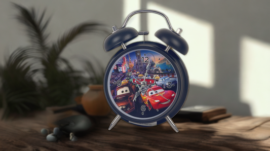 Kids’ Twin Bell Alarm Clock – Racing Cars Theme